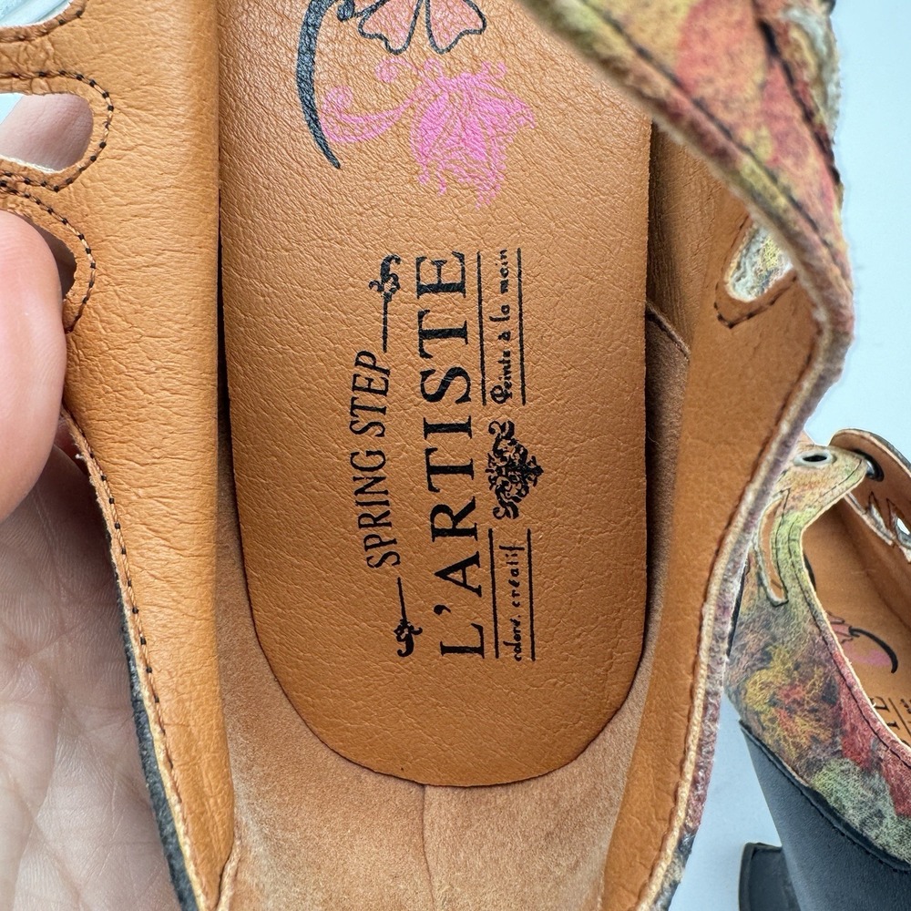 L'Artiste by Spring Step Kallandra Heels Red Multi Leather Lace Up Victorian 5.5 - Picture 15 of 16